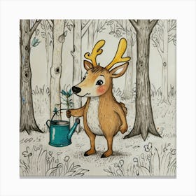 Deer In The Woods 79 Canvas Print