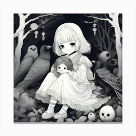 Anime Girl In The Forest 3 Canvas Print