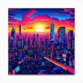 Cityscape Painting, Travel Posters A Retro-Inspired Travel Posters Showcasing Iconic Destination Canvas Print