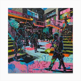 School, Graffiti, Street Art, Urban Hues Canvas Print