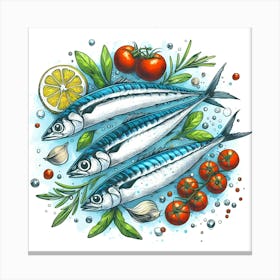 Watercolor Fish Illustration Canvas Print