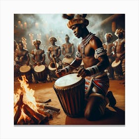 African Drumming 1 Canvas Print