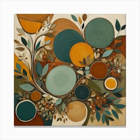 'Circles', Floral Pattern, Abstract Piece With Organic Shapes And Earthy Colors art print Canvas Print