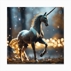 Unicorn In The Forest Canvas Print