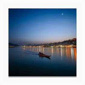 Under The Soft Hues Of A Twilight Sky A Traditional Boat Cuts Through The Indian Seto Inland Sea I Canvas Print