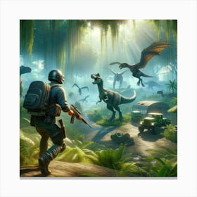 Dinosaurs In The Jungle pubg Canvas Print