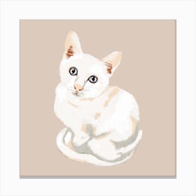 White Cat Square Canvas Print