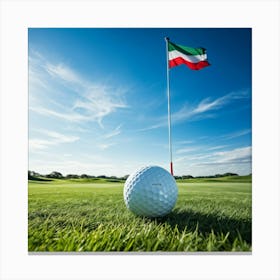 Golf Ball With A Flag Canvas Print