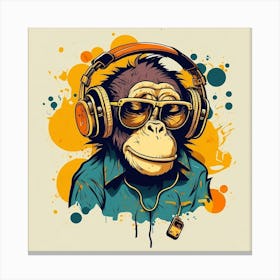 Funky Monkey With Headphones Canvas Print