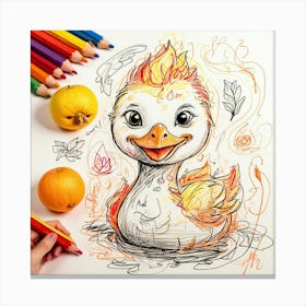 Duck In Flames Canvas Print