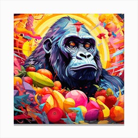 Gorilla With Fruits Canvas Print