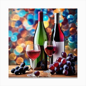 Wine Glasses And Grapes Canvas Print