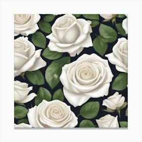 White Roses Seamless Pattern 5 Canvas Print