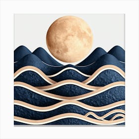 Moon And Waves 30 Canvas Print