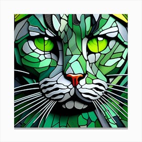 Cat, Pop Art 3D stained glass cat superhero limited edition 14/60 Canvas Print