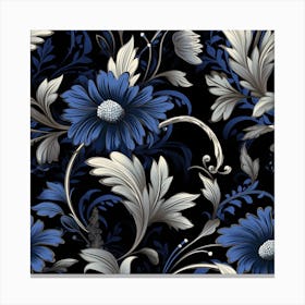 Gothic inspired blue and black floral Canvas Print