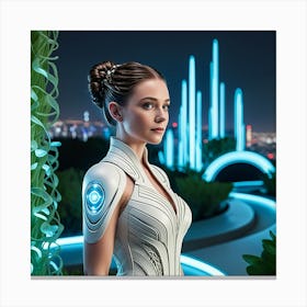 Girl In A Futuristic Dress Canvas Print