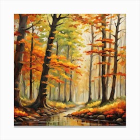 Forest In Autumn In Minimalist Style Square Composition 212 Canvas Print