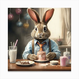 Rabbit Eating Cake Canvas Print