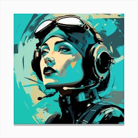 Girl In Aviator Gear Canvas Print