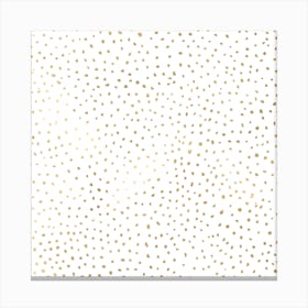 Dotted Gold And White Square Canvas Print