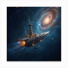 An Ethereal Ship Sailing Across The Stars And Galaxies 1 Canvas Print