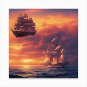 Sailing Ships In The Sky Canvas Print