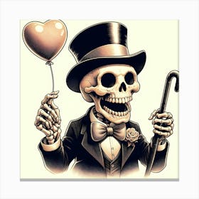 Skeleton In Top Hat 11 Canvas Print