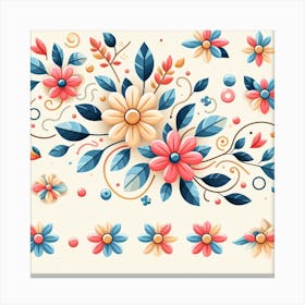 Flowers, Vector Art style 3 Canvas Print