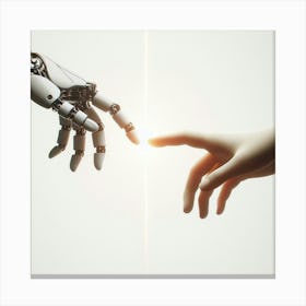 Robot Hand Reaching For Human Hand Canvas Print