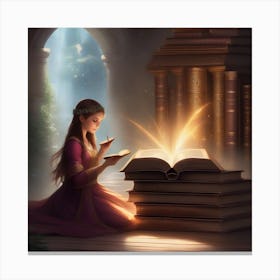 Girl Reading A Book 1 Canvas Print