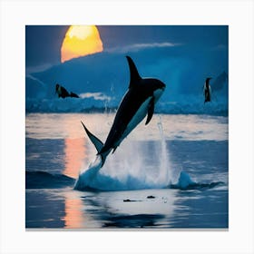 Orca Jumping Out Of The Water Canvas Print