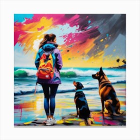 'Dogs On The Beach' Canvas Print