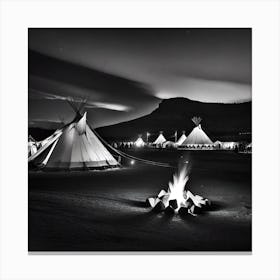 Teepees At Night 10 Canvas Print
