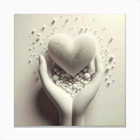 White Heart In Hands Canvas Print