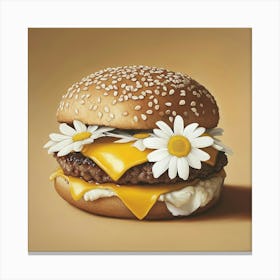 Cheeseburger With Daisies Canvas Print