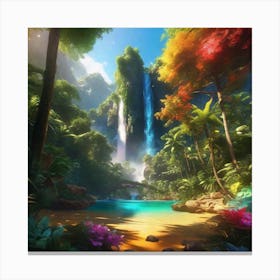 Waterfall In The Jungle 29 Canvas Print