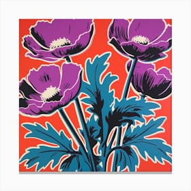 Anemone 2 Pop Art Illustration Square Canvas Print