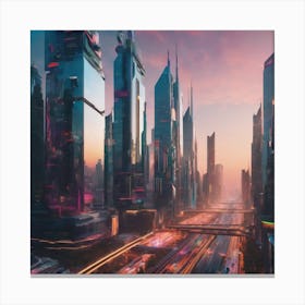 Futuristic Cityscape" - A vibrant and imaginative cityscape of a futuristic metropolis Canvas Print