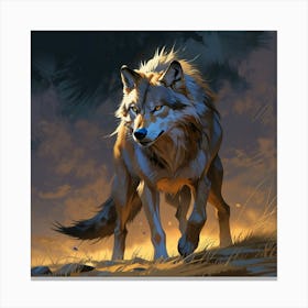 Wolf At steppes Canvas Print