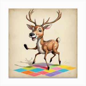 Deer On A Puzzle Canvas Print