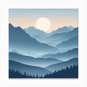 Misty mountains background in blue tone 43 Canvas Print