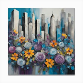 Cityscape With Flowers Canvas Print