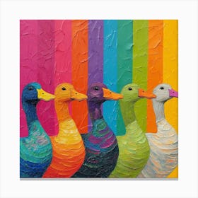 Rainbow Stripe Duck Collage 1 Canvas Print