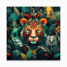 Lions In The Jungle 4 Canvas Print