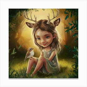 Little Girl In The Forest Canvas Print