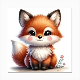 Cute Watercolor Fox Canvas Print