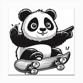 Panda Bear Skateboarding 1 Canvas Print