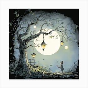 Moon And The Lanterns Canvas Print
