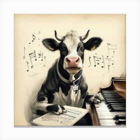 Cow Playing Piano 6 Canvas Print